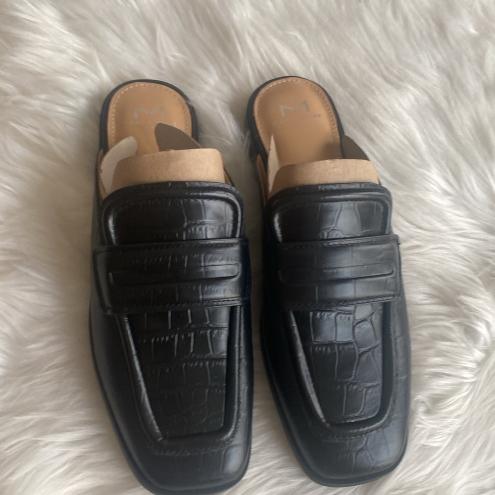 Marc Fisher LTD Flyta Leather Slip on Loafers Black Shoes - Picture 3 of 9